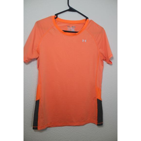 UNDER ARMOUR Women’s Medium Polyester T-Shirt, Orange heatgear Tee - Picture 2 of 9